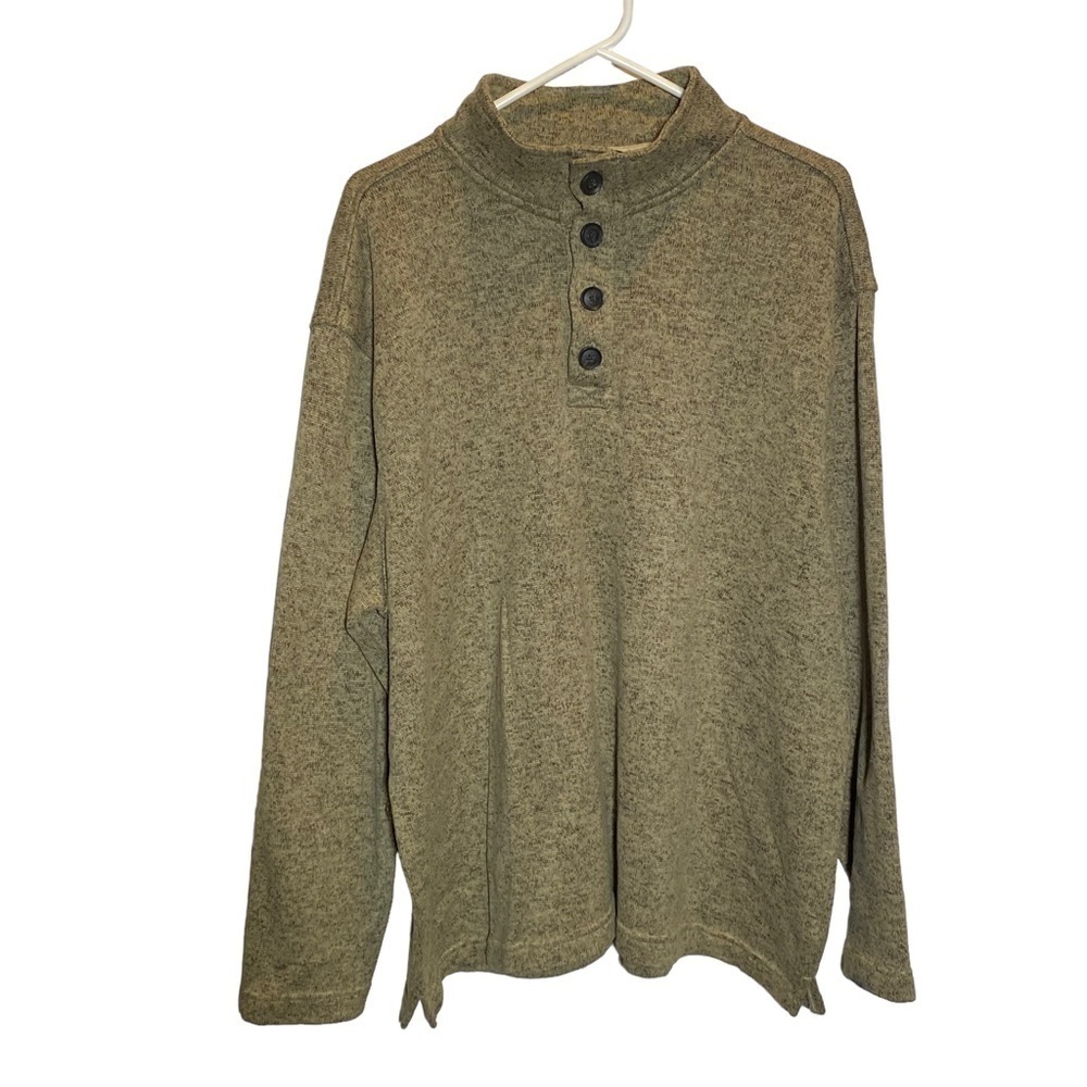St Johns Bay big men's size XXL tan marled Henley style pull-over knit sweater